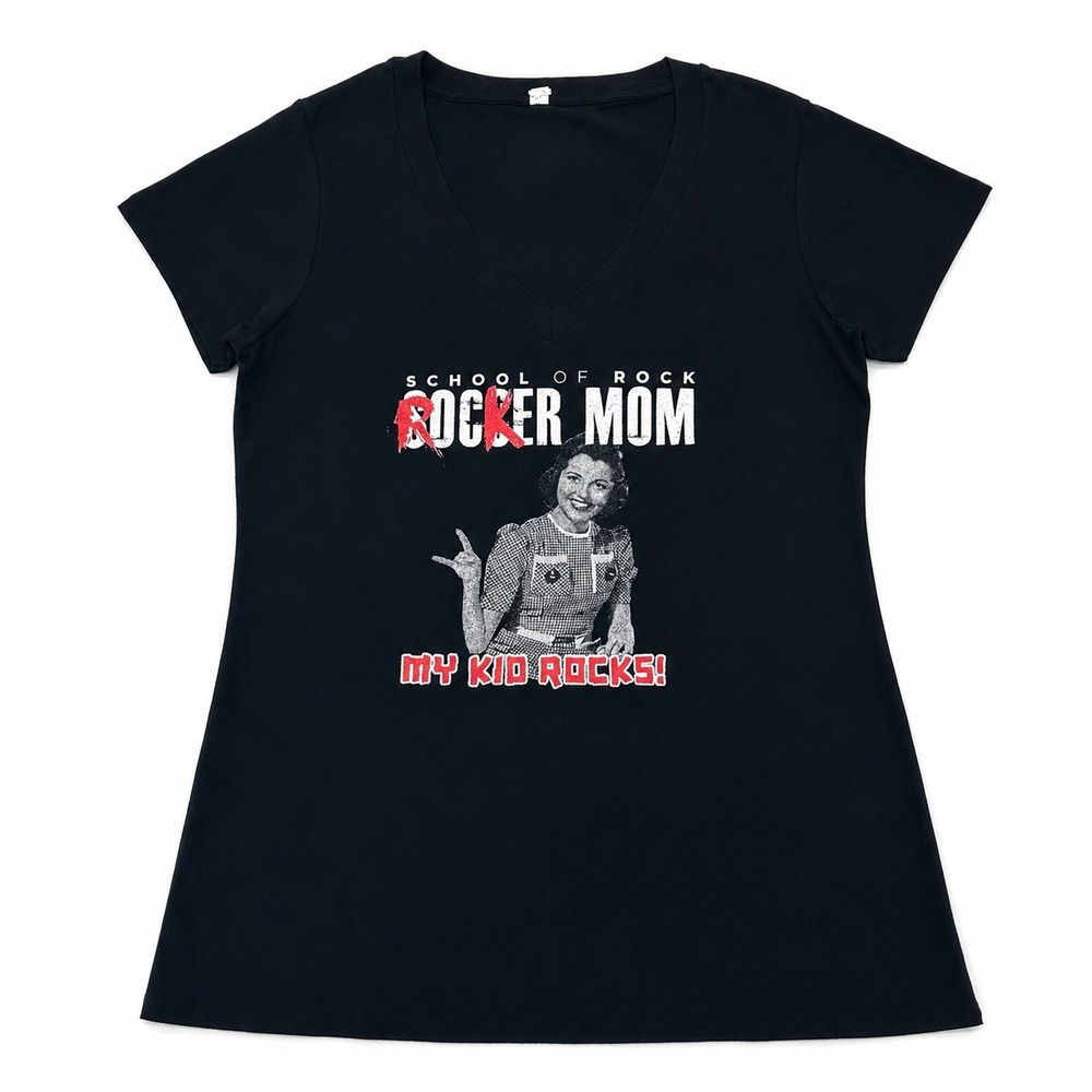 School of Rock Rocker Mom Graphic T-Shirt Womens XL Black Funny Music Shirt Kid‎
